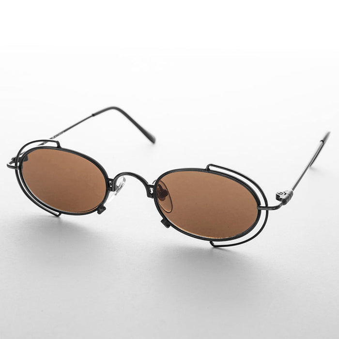 SUNGLASS MUSEUM Tiny Oval 90s Metal Vintage Sunglasses - Klaus