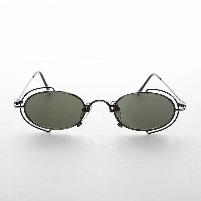 SUNGLASS MUSEUM Tiny Oval 90s Metal Vintage Sunglasses - Klaus