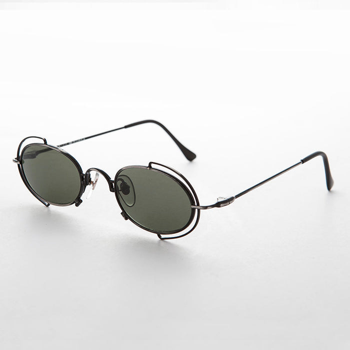 SUNGLASS MUSEUM Tiny Oval 90s Metal Vintage Sunglasses - Klaus