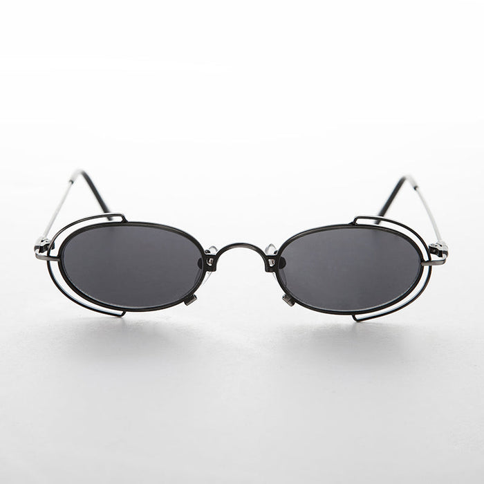 SUNGLASS MUSEUM Tiny Oval 90s Metal Vintage Sunglasses - Klaus