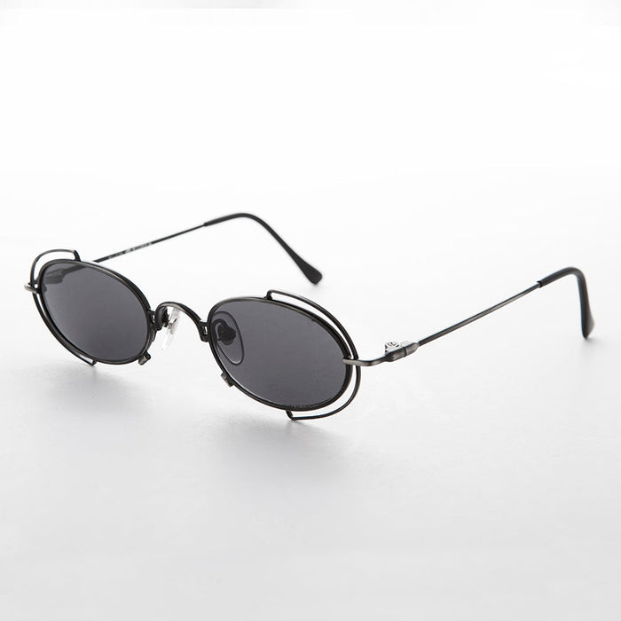 SUNGLASS MUSEUM Tiny Oval 90s Metal Vintage Sunglasses - Klaus
