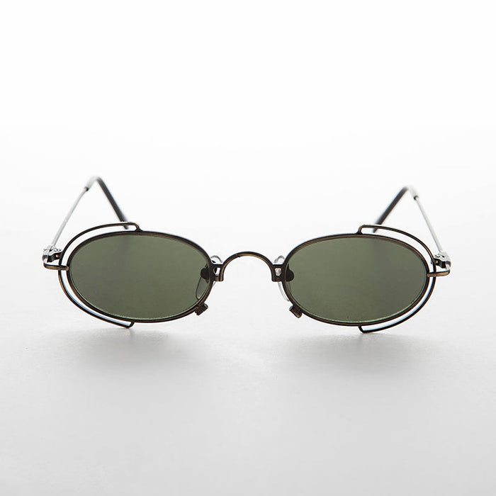 SUNGLASS MUSEUM Tiny Oval 90s Metal Vintage Sunglasses - Klaus