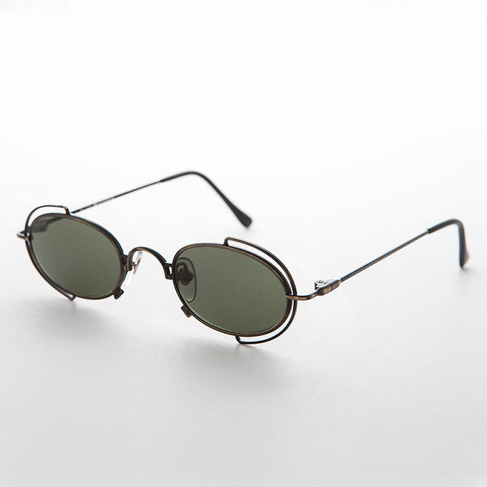 SUNGLASS MUSEUM Tiny Oval 90s Metal Vintage Sunglasses - Klaus