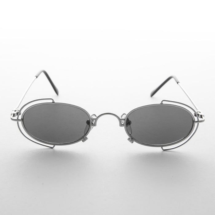 SUNGLASS MUSEUM Tiny Oval 90s Metal Vintage Sunglasses - Klaus