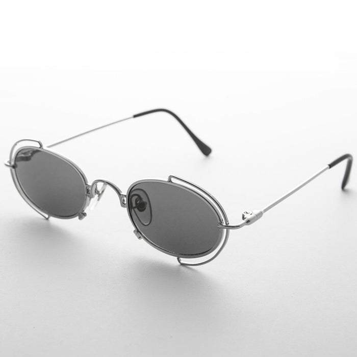 SUNGLASS MUSEUM Tiny Oval 90s Metal Vintage Sunglasses - Klaus