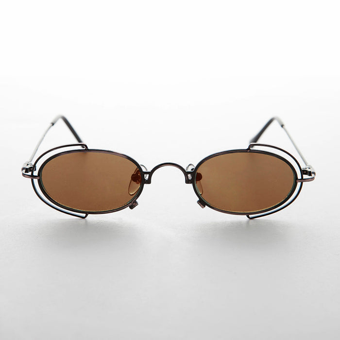 SUNGLASS MUSEUM Tiny Oval 90s Metal Vintage Sunglasses - Klaus