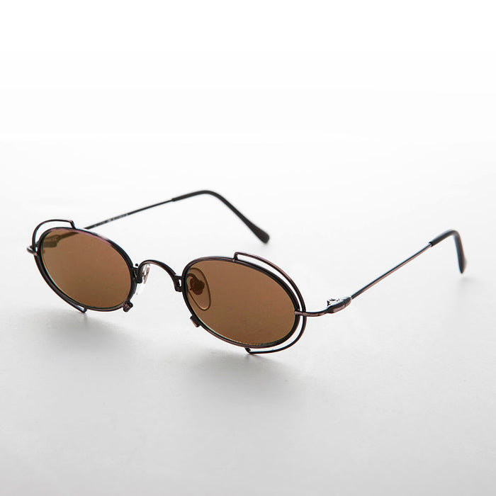 SUNGLASS MUSEUM Tiny Oval 90s Metal Vintage Sunglasses - Klaus