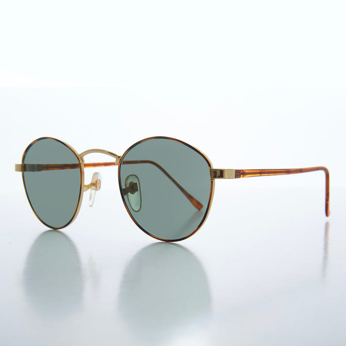 SUNGLASS MUSEUM Round Gold Sunglasses with Glass Lens - Klein
