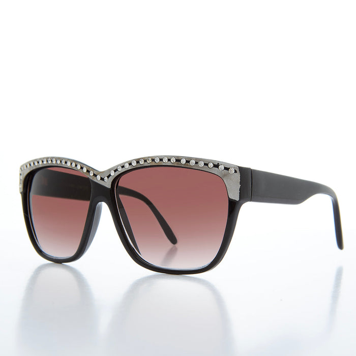 SUNGLASS MUSEUM Rhinestone Black Frame Sunglasses - Kristel