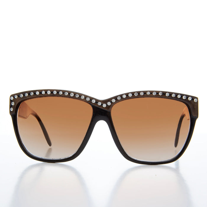SUNGLASS MUSEUM Rhinestone Black Frame Sunglasses - Kristel