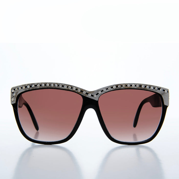 SUNGLASS MUSEUM Rhinestone Black Frame Sunglasses - Kristel