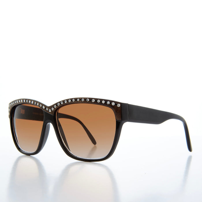 SUNGLASS MUSEUM Rhinestone Black Frame Sunglasses - Kristel