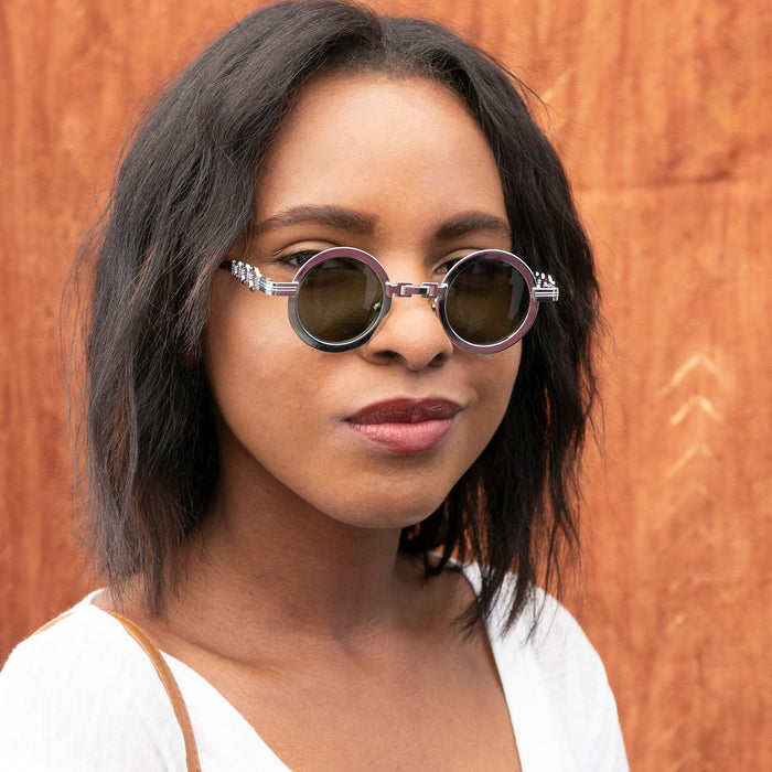 SUNGLASS MUSEUM Round Vintage Sunglass with Chain Bridge - Link