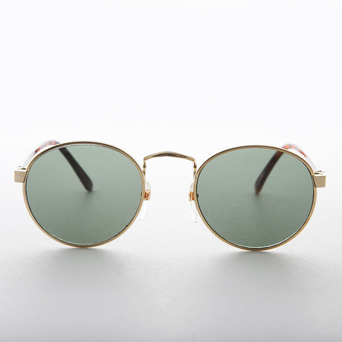 Classic Round Preppy Vintage Sunglass with Glass Lens - Logan