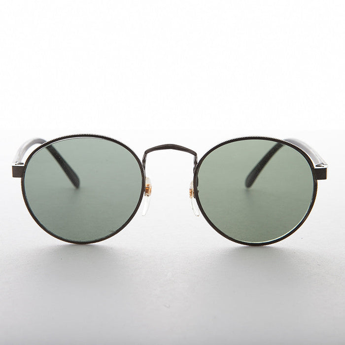 Classic Round Preppy Vintage Sunglass with Glass Lens - Logan