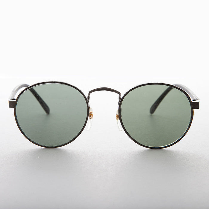 Classic Round Preppy Vintage Sunglass with Glass Lens - Logan