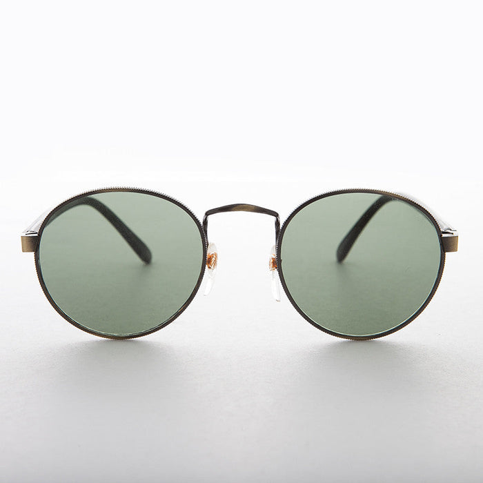Classic Round Preppy Vintage Sunglass with Glass Lens - Logan