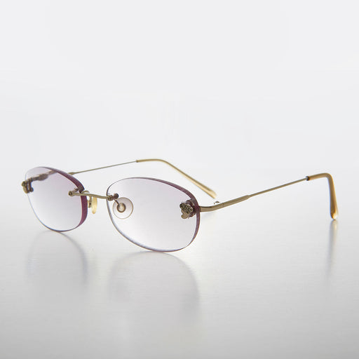 image of sunglasses model SUNGLASS MUSEUM Oval Reading Glasses with Color Tinted Rimless Lens  - Lonnie