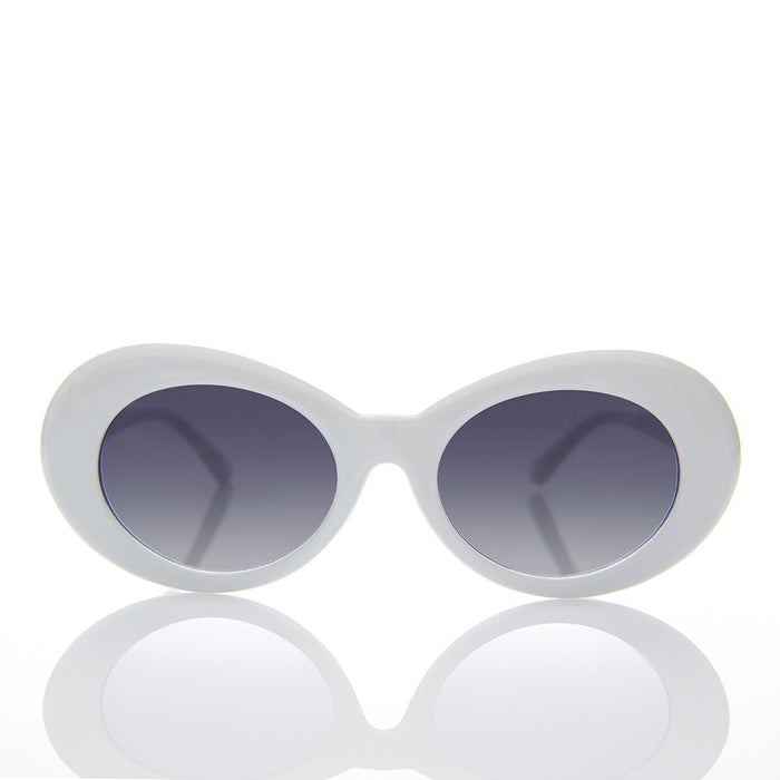 SUNGLASS MUSEUM White Oval Cat Eye Clout Sunglass - Lulu 2