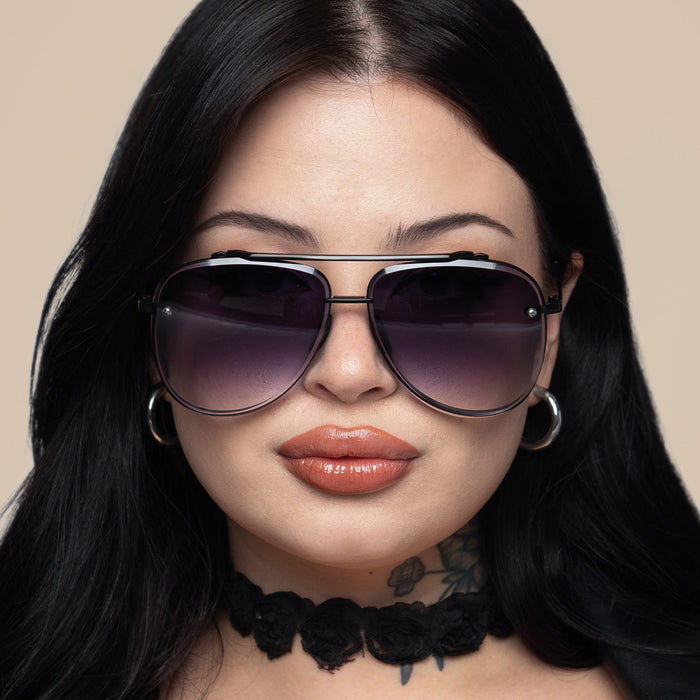 Luna - Tangle Free - Faded Black Aviator Sunglasses
