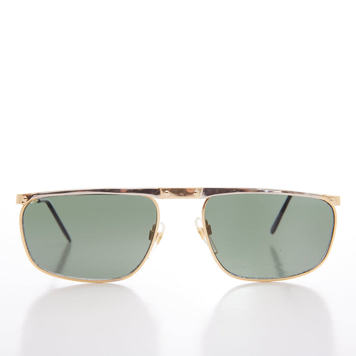 SUNGLASS MUSEUM Gold and Silver Flat Top Rectangle Sunglasses - Medford
