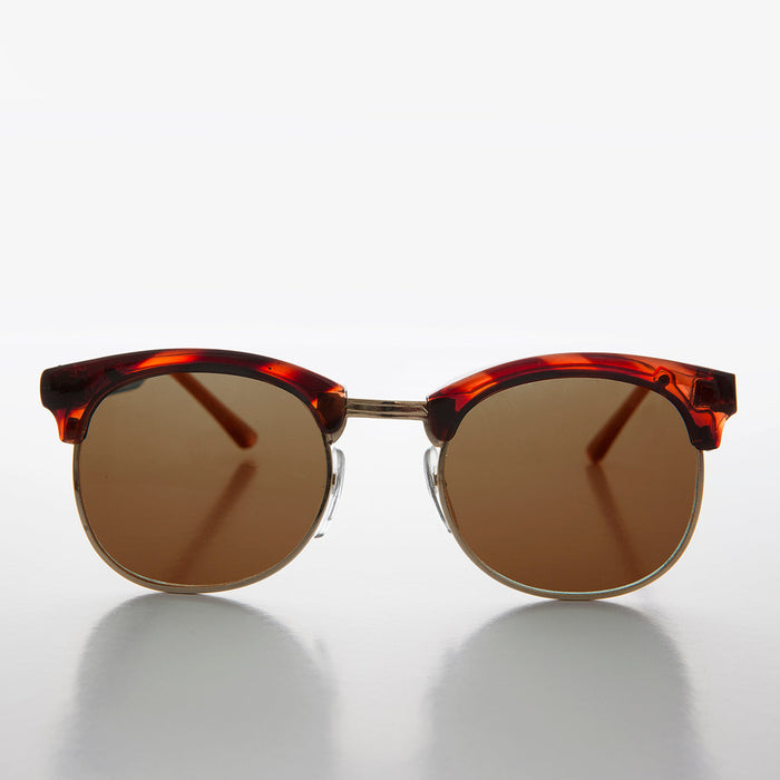 SUNGLASS MUSEUM Classic Preppy Half Rim Sunglass with Glass Lens - Mickey