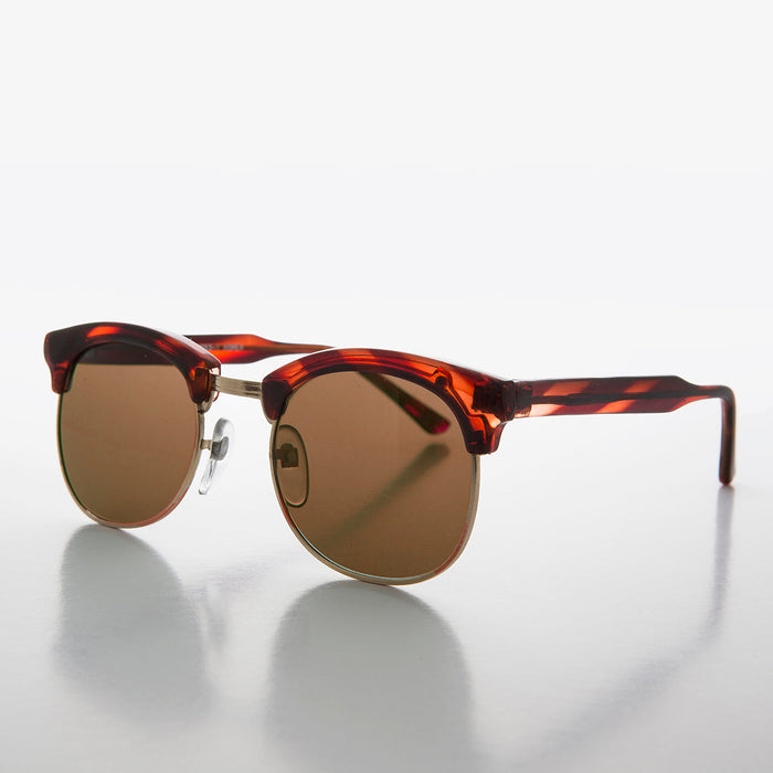 SUNGLASS MUSEUM Classic Preppy Half Rim Sunglass with Glass Lens - Mickey