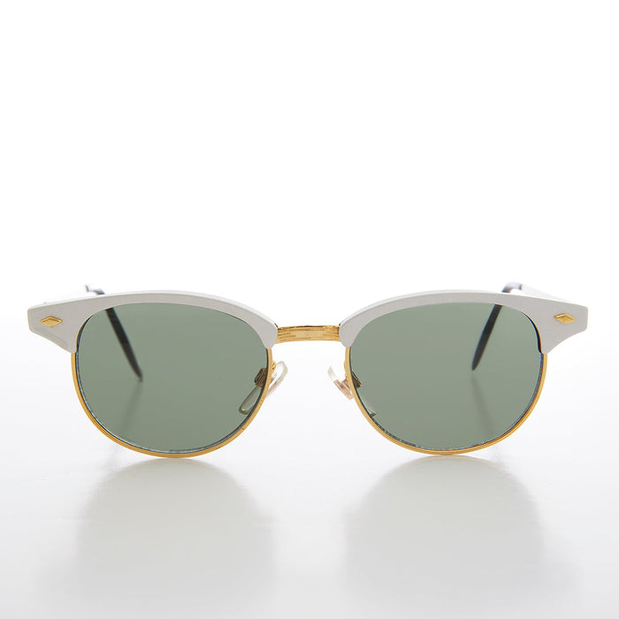 SUNGLASS MUSEUM Sleek Silver Half Frame Vintage Sunglass - Minsky