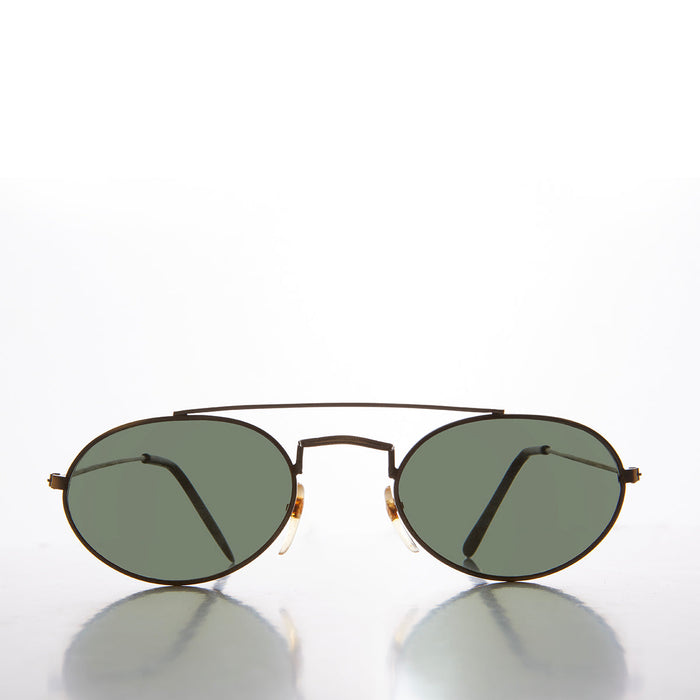 SUNGLASS MUSEUM Oval Metal Steampunk Aviator Sunglasses - Mykonos - Product image