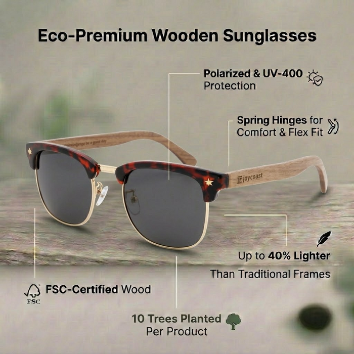 Malcolm Tortoise Walnut Clubmaster Sunglasses | Joycoast