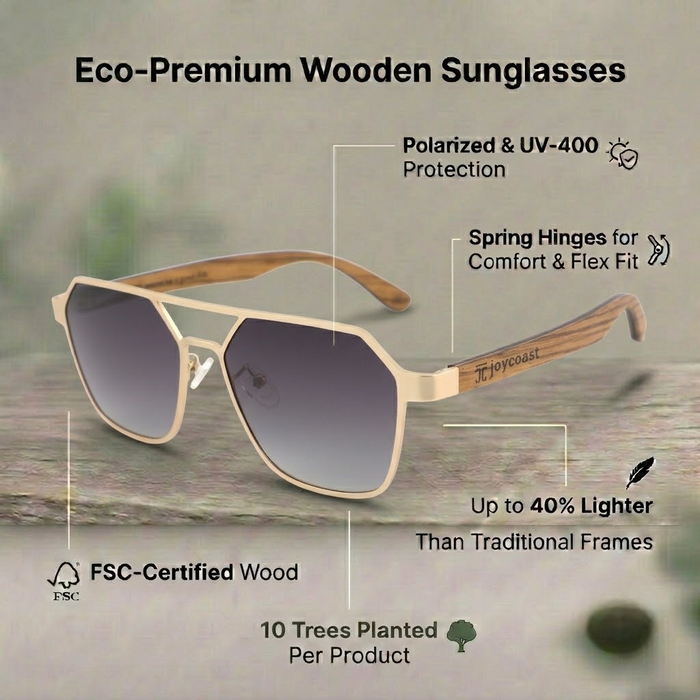Maverick Hexagon Wooden Sunglasses | Polarized | Joycoast