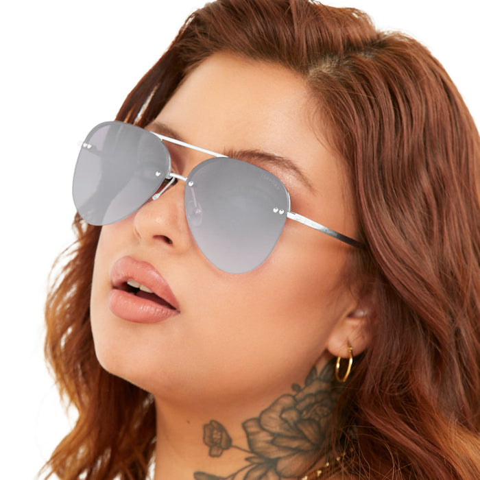 TOPFOXX Sunglasses Smaller Megan 2 - Silver Metal Aviator Sunglasses