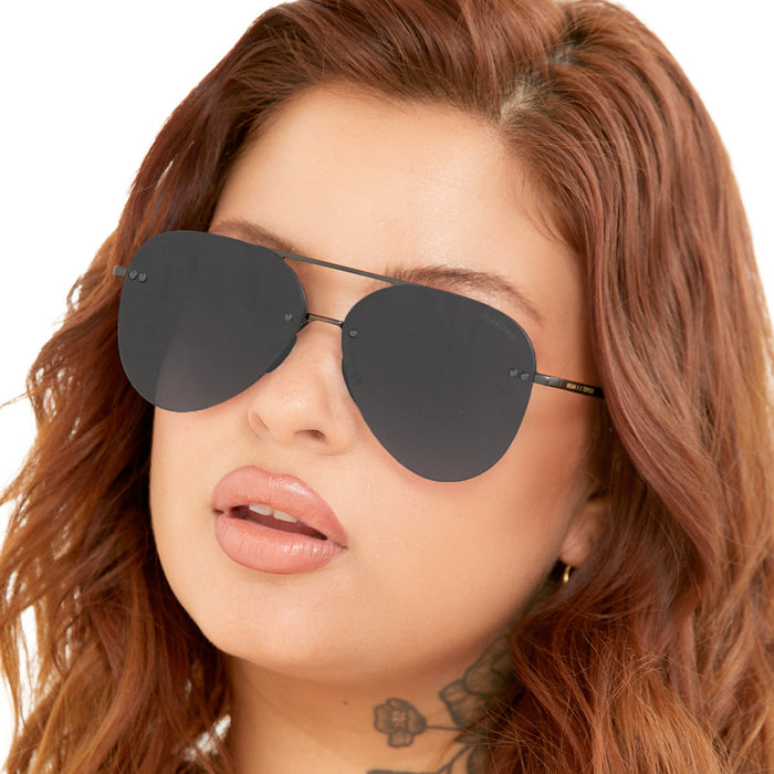 TOPFOXX Sunglasses Smaller Megan 2 Jet Black- Tangle Free Aviator Sunglasses