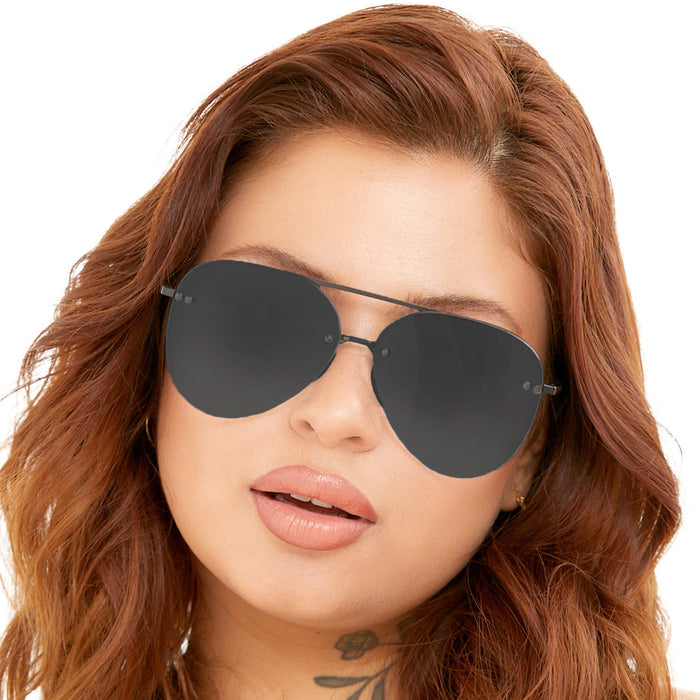 TOPFOXX Sunglasses Smaller Megan 2 Jet Black- Tangle Free Aviator Sunglasses