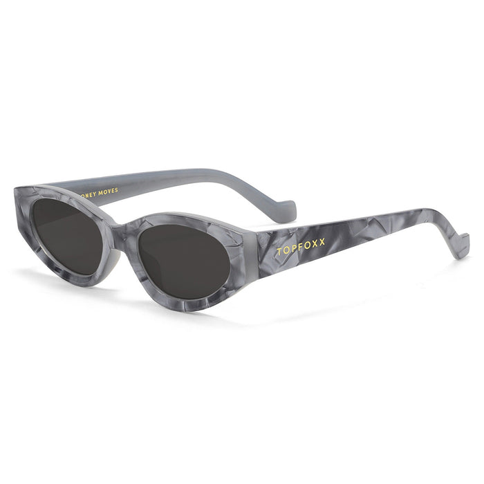 TOPFOXX Sunglasses Kat x Money Moves - Grey Cateye Sunglasses