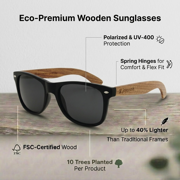 Mozz American Walnut Wooden Sunglasses | Polarized | Joycoast