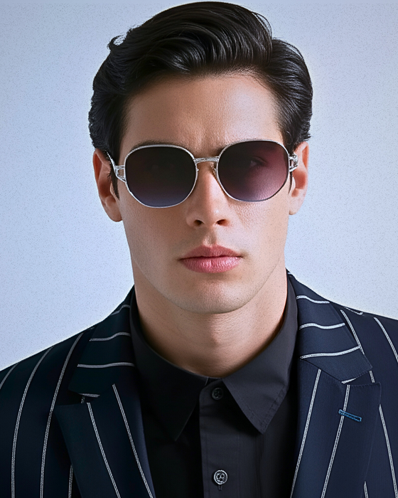 COSSINO Bleu Violet Metal Sunglasses