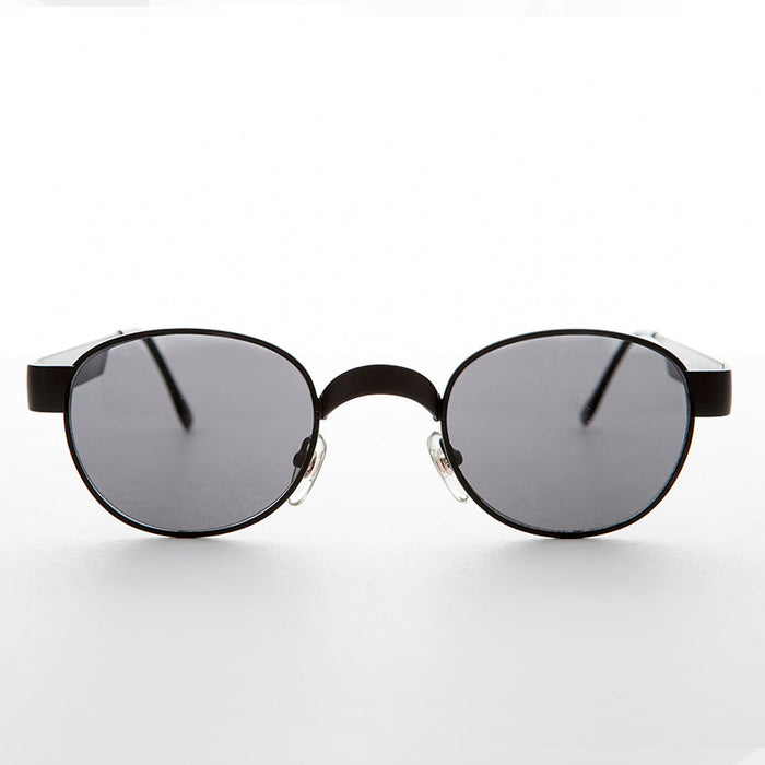 SUNGLASS MUSEUM Round Metal Industrial Sunglass with Wide Curve Temples - Ollie