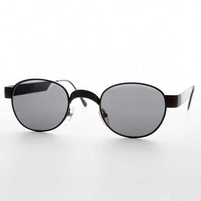 SUNGLASS MUSEUM Round Metal Industrial Sunglass with Wide Curve Temples - Ollie