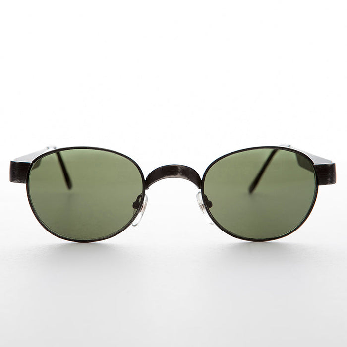 SUNGLASS MUSEUM Round Metal Industrial Sunglass with Wide Curve Temples - Ollie