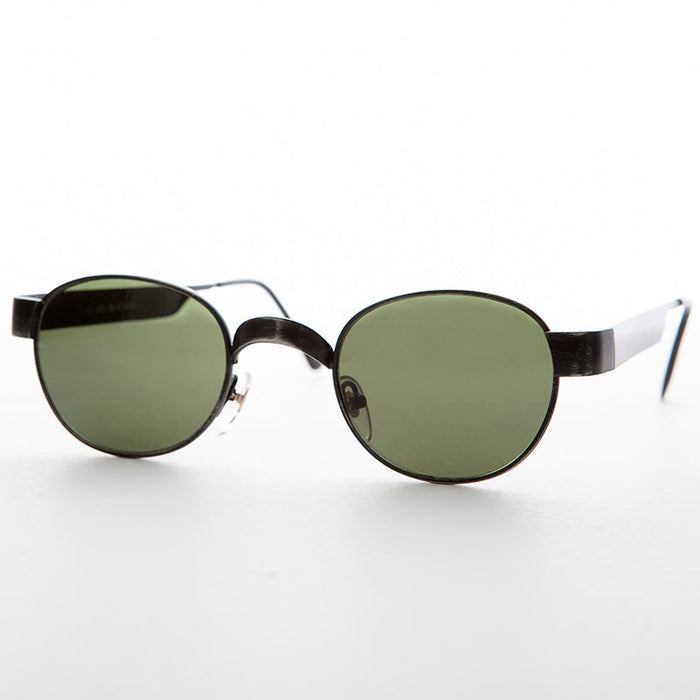 SUNGLASS MUSEUM Round Metal Industrial Sunglass with Wide Curve Temples - Ollie