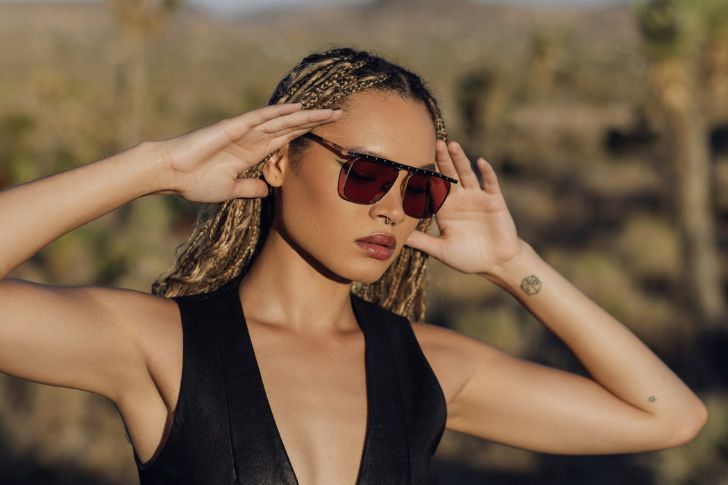 SAINT OWEN Sunglasses PHOENIX Black | Plum | Silver Studs