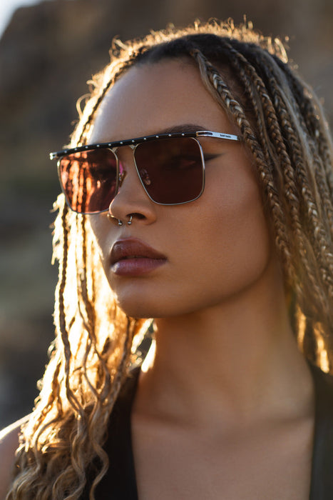 SAINT OWEN Sunglasses PHOENIX Black | Plum | Silver Studs