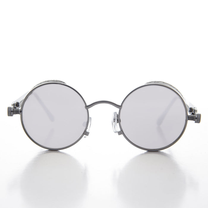 SUNGLASS MUSEUM Round Steampunk Goggle Sunglass with Mirror Lenses - Orwell 3