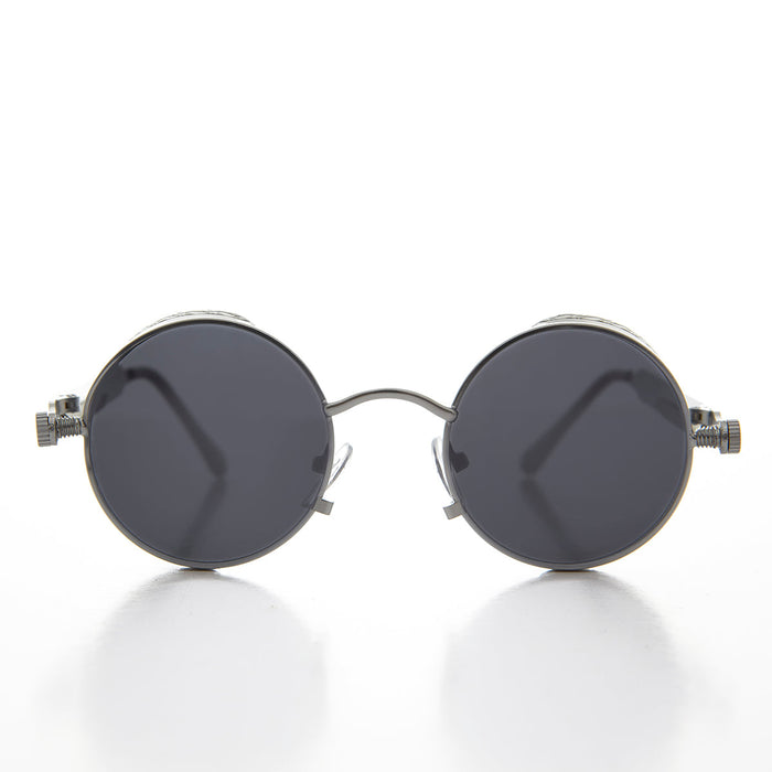 image of sunglasses model SUNGLASS MUSEUM Round Metal Steampunk Goggle Sunglass - Orwell 4