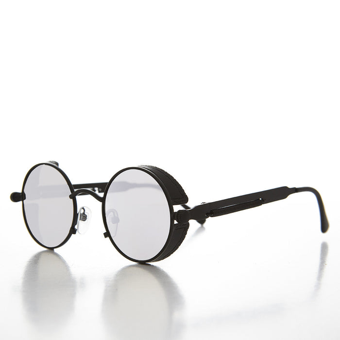 SUNGLASS MUSEUM Round Steampunk Goggle Sunglass with Mirror Lenses - Orwell 3