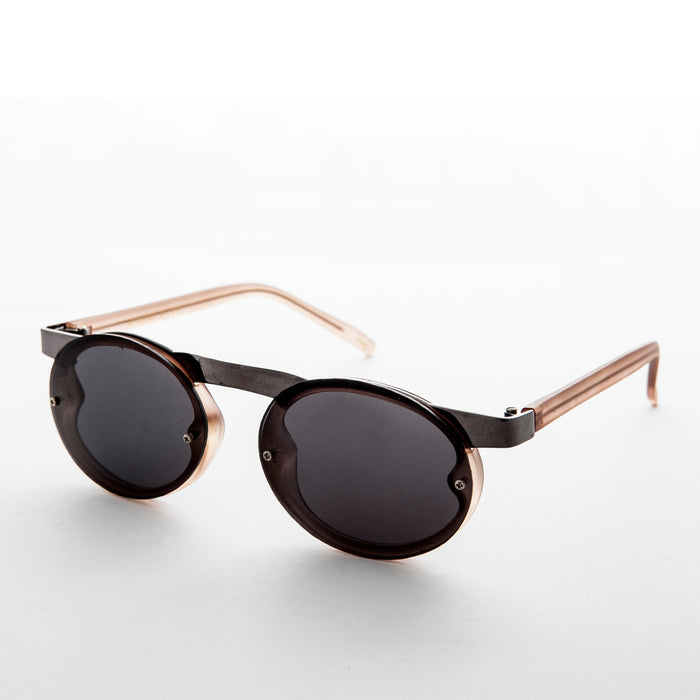 SUNGLASS MUSEUM 90s Oval Goth Sunglasses with Floating Brow line - Oswald