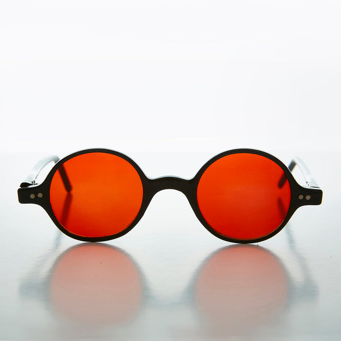 SUNGLASS MUSEUM Small Round Spectacle Sunglass with Color Tinted Lens - Owen