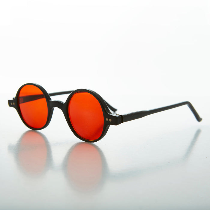 SUNGLASS MUSEUM Small Round Spectacle Sunglass with Color Tinted Lens - Owen