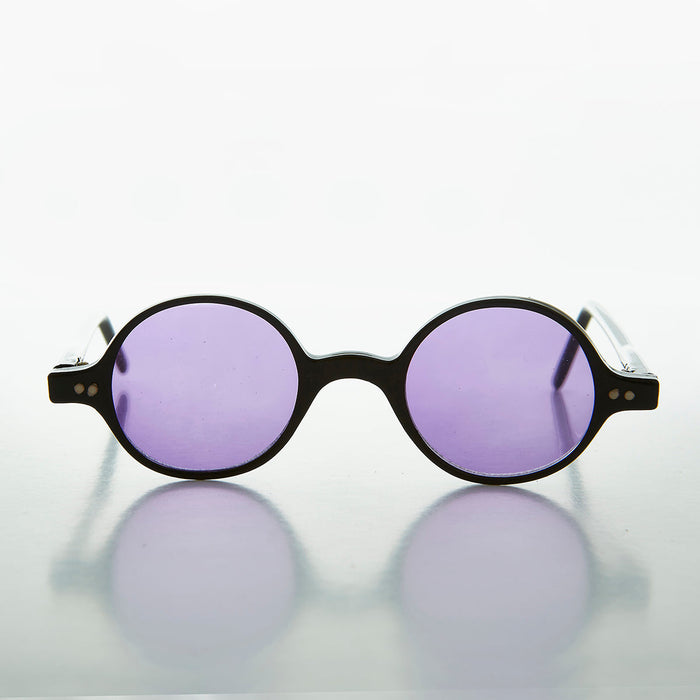 SUNGLASS MUSEUM Small Round Spectacle Sunglass with Color Tinted Lens - Owen